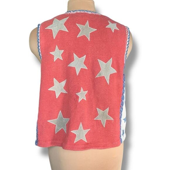 Vintage Blue and Red Star V-Neck Sweater Vest - Picture 6 of 8